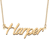 harper name necklace for women stainless steel jewelry 18k gold plated nameplate pendant femme mother girlfriend gift