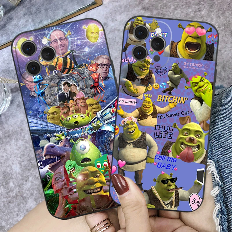 

Cartoon Moive Shrek Coon Luxury Anti-fall Soft Black Phone Case For iPhone 13 Mini 11 12 Pro XS Max X XR 7 8Plus 6S SE2020 Cover