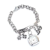 womens fashion bracelet wrist watch rhinestone flower heart love style stainless steel stylish quartz bracelet watch for female