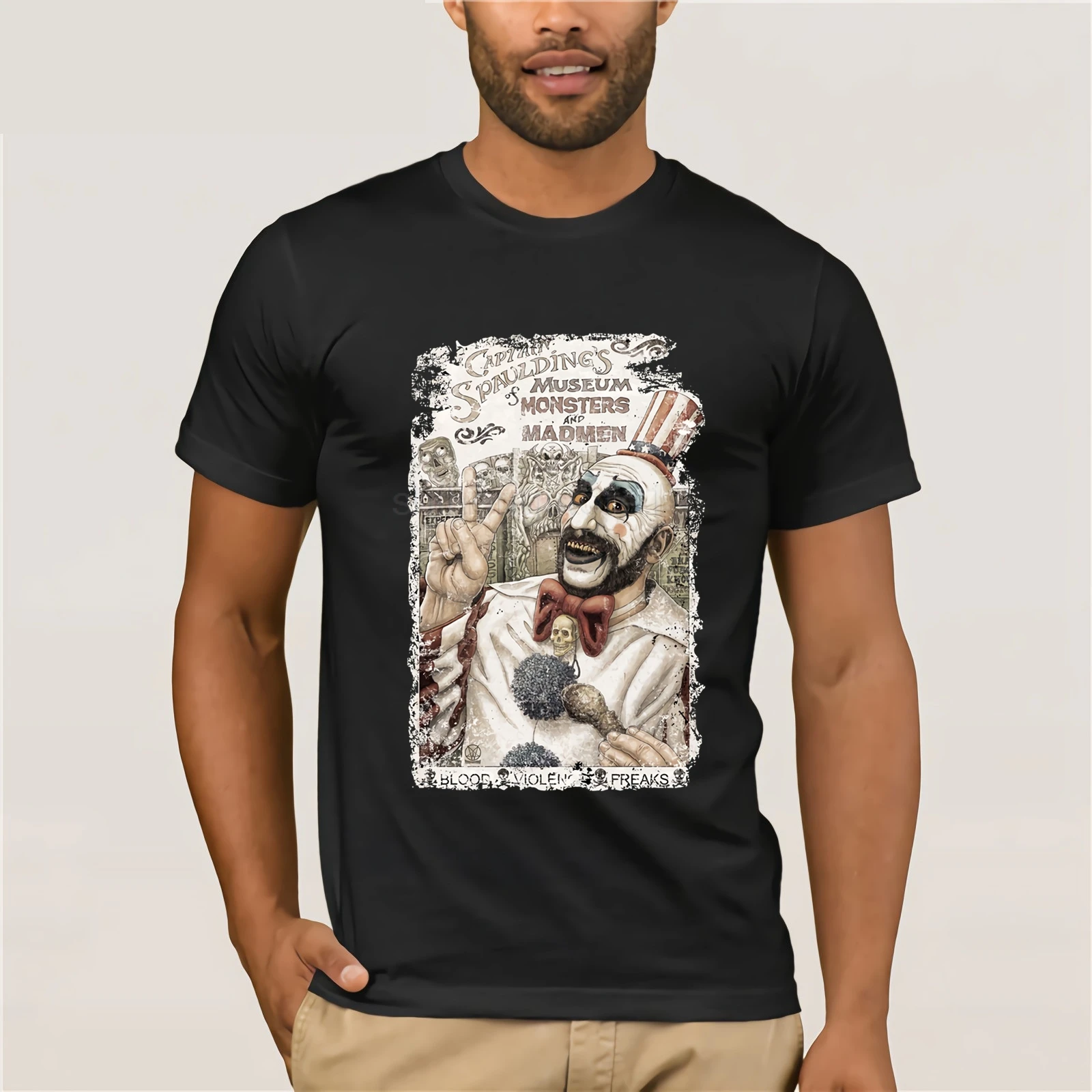 Captain spaulding премиум черная футболка классического кроя с рисунком ужасов от wilam