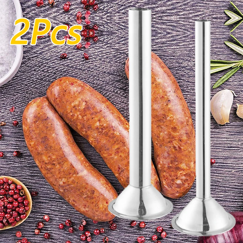 Manual Sausage Stuffer Filler Kit Attachment Stuffing Tubes Machine Salami Funnel Filling 2pcs | Дом и сад
