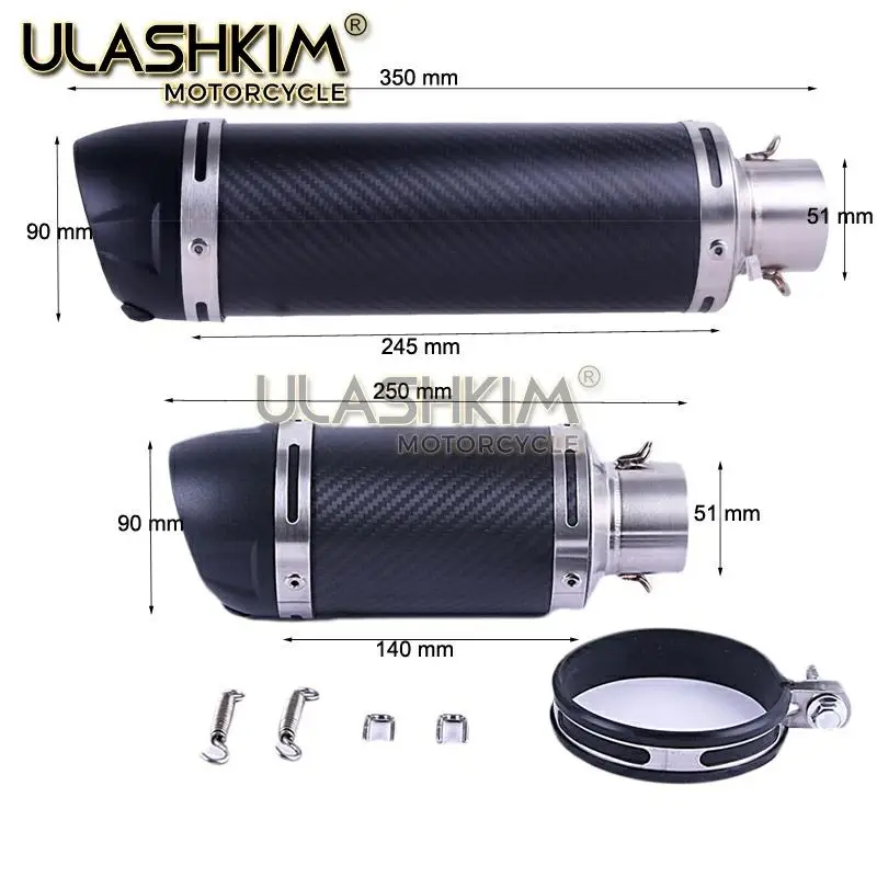 

ZX 6R Carbon Fiber Motorcycle Exhaust Muffler Middle Bend Pipe Escape Slip On For KAWASAKI ZX6R ZX-6R 2008-2019