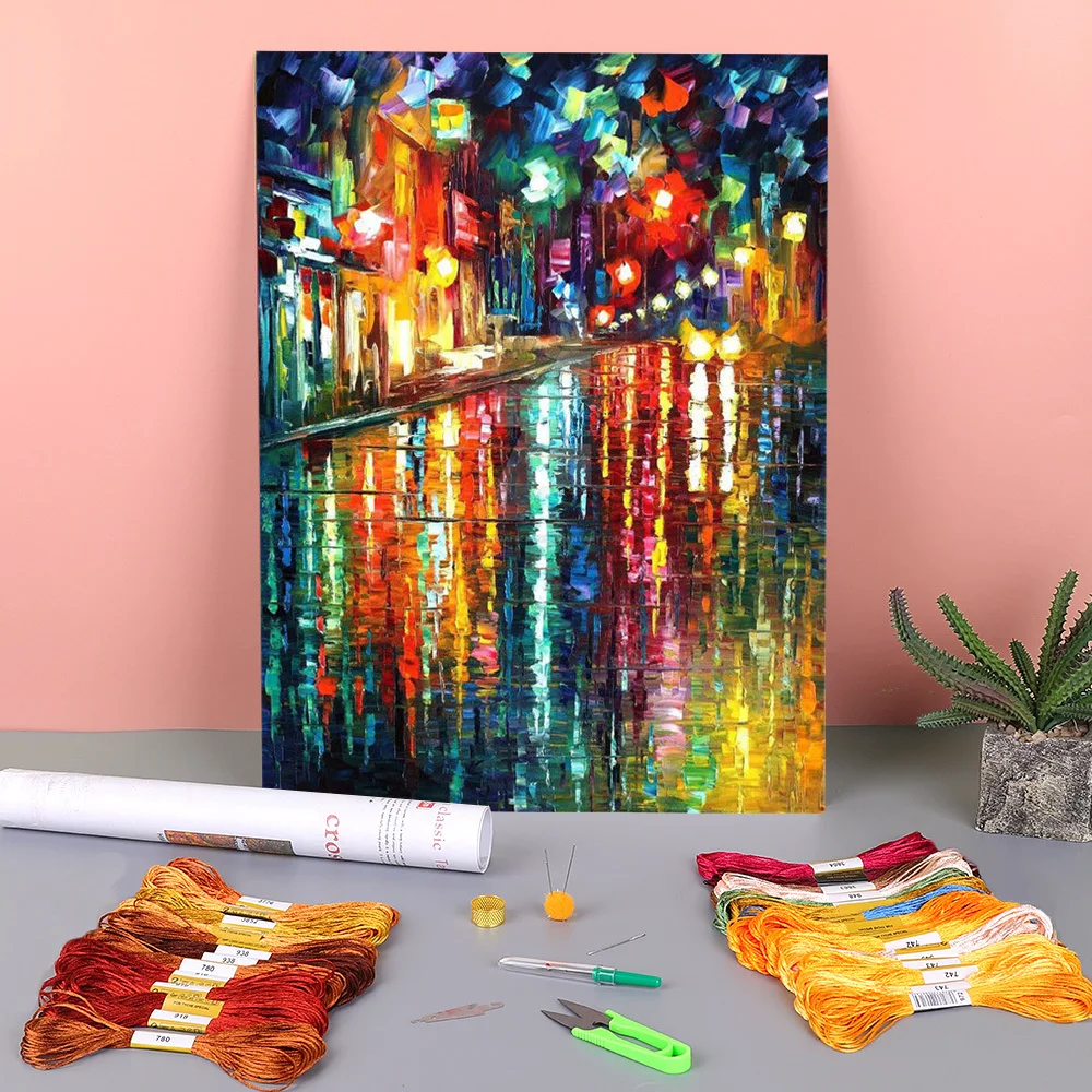 

Mirror The Night Printed 11CT Cross-Stitch Set DIY Embroidery DMC Threads Craft Painting Handiwork Handmade Stamped Decor