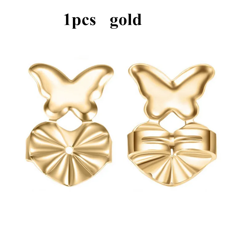 1pcs gold Seanuo, модные серьги-гвоздики золотистого и серебряного цвета, задняя гайка, подъем, гипоаллергенный, подходят для сережек, поддержка мочки уха, серьги для женщин - Окраска металла: 1pcs gold