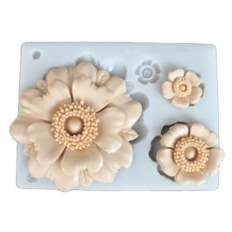 

New 4 flower chocolate silicone mold Cake lace decoration tool Clay DIY mold K793