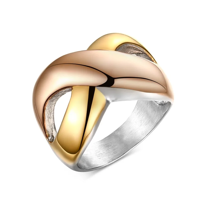 Три тона Бесконечность обручальные кольца для женщин из нержавеющей стали