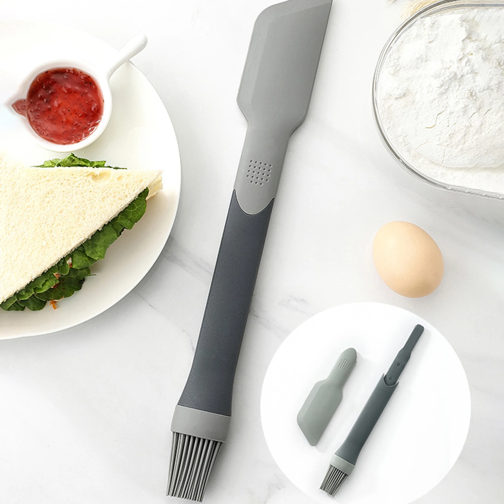 

New Cream Butter Silicone Dual Purpose Scraper Brush Pastry Spatula Brush For Home Baking BBQ Tool CH