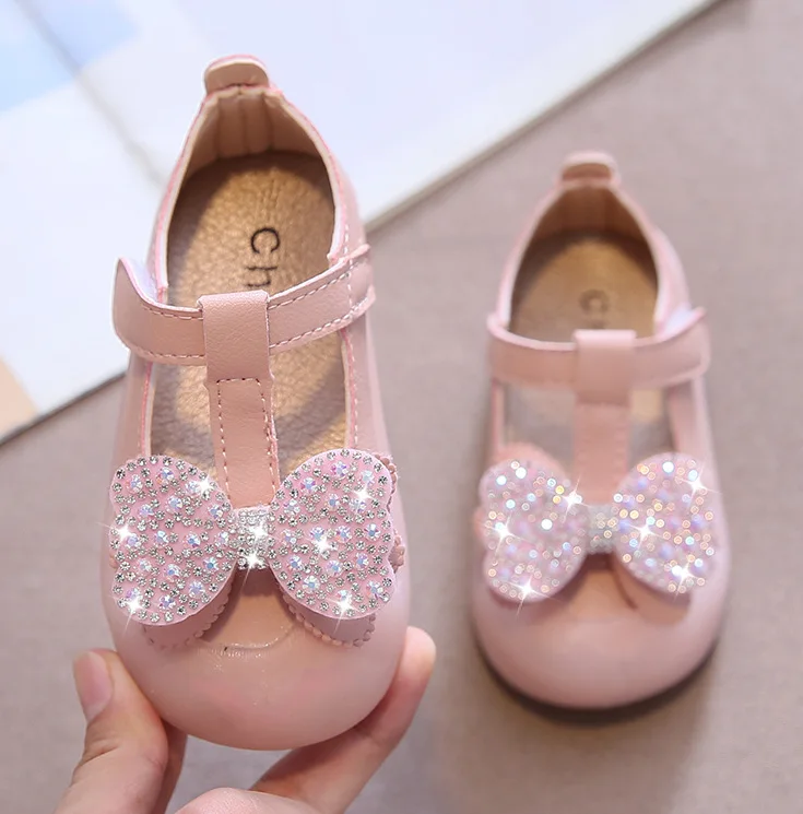 

Children's Leather Shoes for Baby Girls Infants Newborn Toddlers First Birthday Party Shoes Bow-knot Rhinestone 1-3 Yrs 15-25