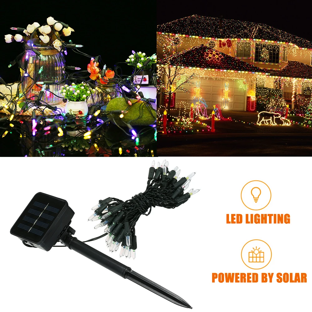 Солнечного света строки 50 светодиодный Дюралайт 8 режимов разноцветные лампы для