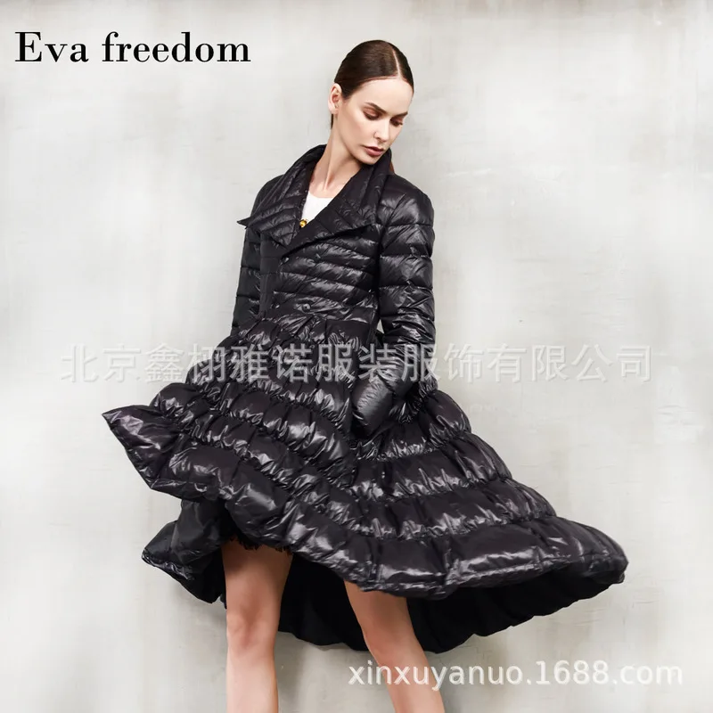 

2019 New Parkas Winter jackets Female Turn-down Collar Skirt Style High Waist Down Coat Women Winter Jacket Womens Black Outwear