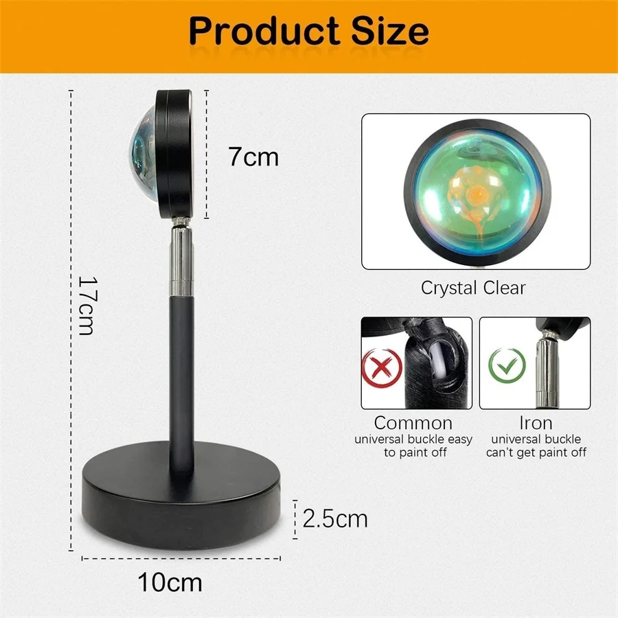USB проектор с радужным закатом красный светодиодный ночник проекционный