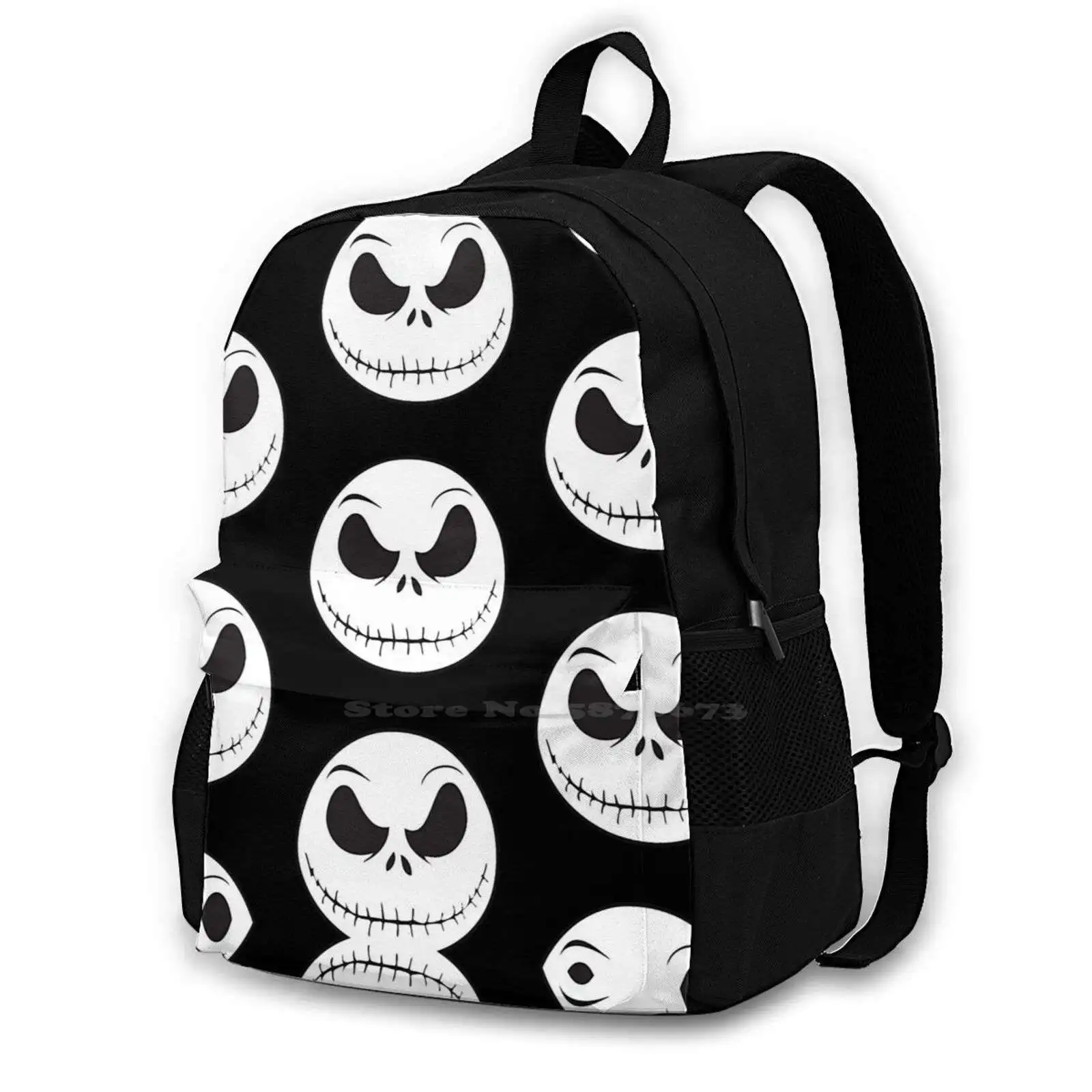 

Print Bag Backpack For Men Women Girls Teenage Black Jackskellinton Spooky Scary Halloween Pumpkin Tim Burton Skull Skeleton