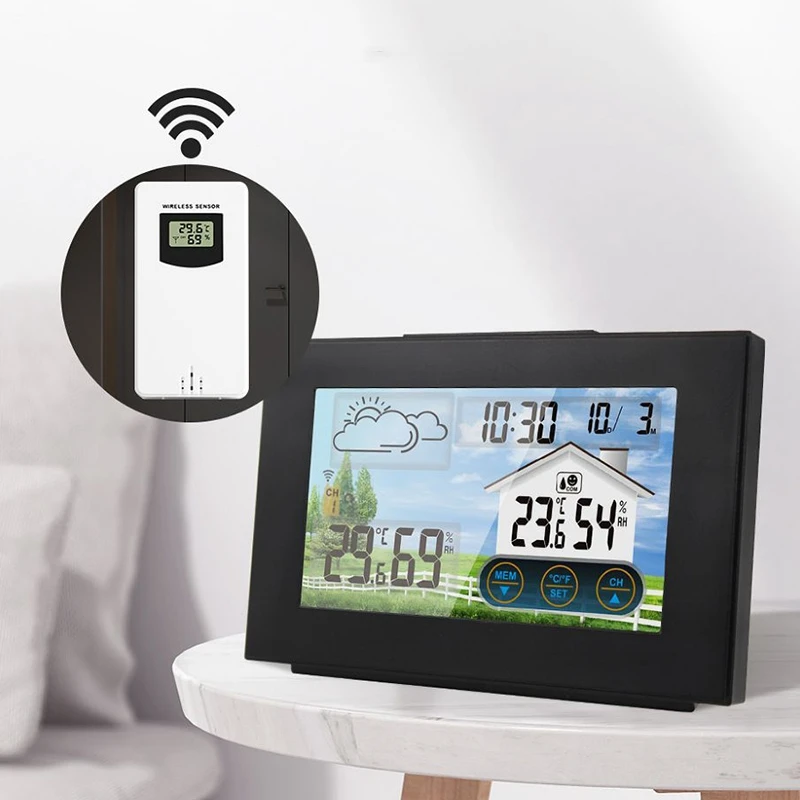 

Wireless Weather Station, Indoor and Outdoor Thermometer and Hygrometer, with Sensor, LCD Color Sn