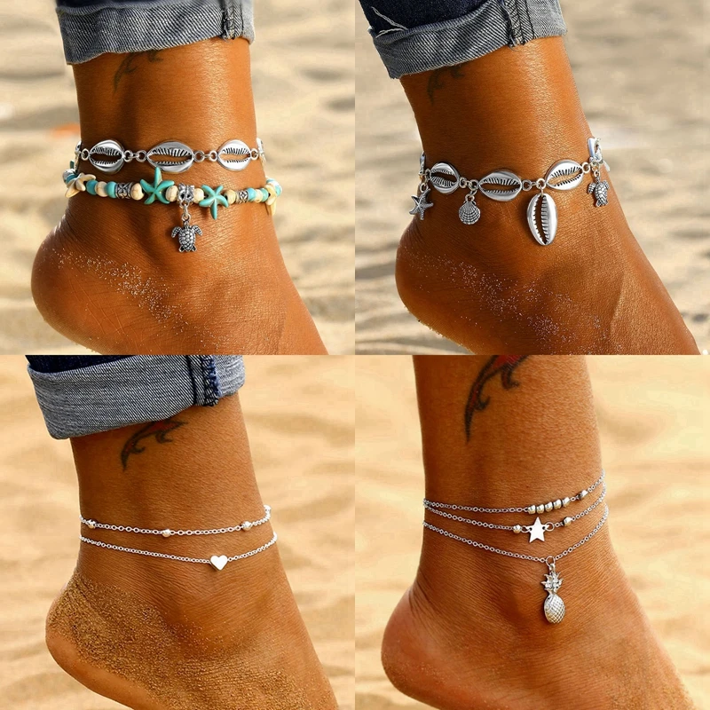 

New Shell Beads Starfish Anklets for Women Beach Anklet Leg Bracelet Handmade Bohemian Foot Chain Boho Jewelry Sandals Gift