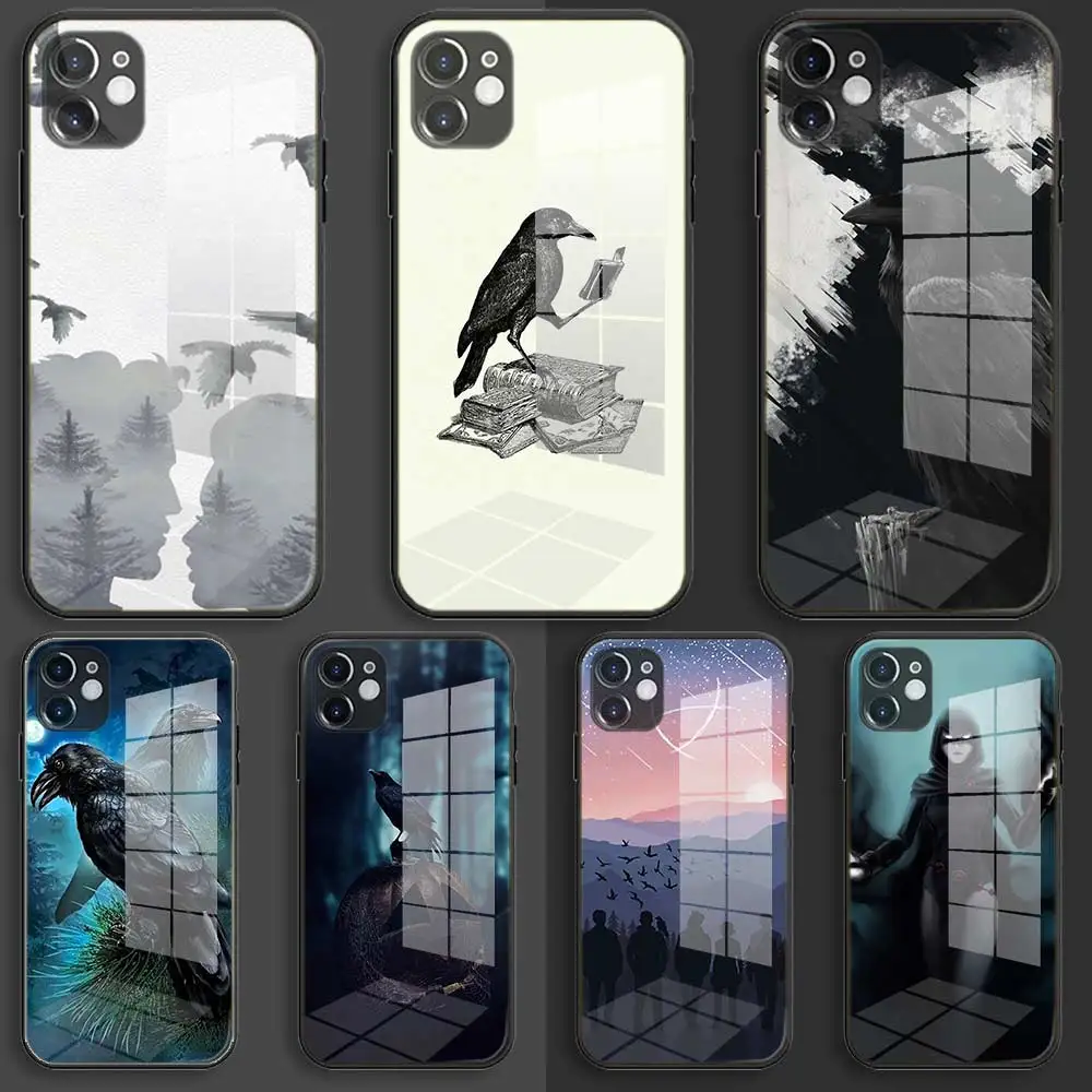 Soft Silicone Glass Case Shell For iPhone 13 12 11 Pro X XS Max XR 8 7 6 Plus SE 2020 S Balck Cover The Raven Boys