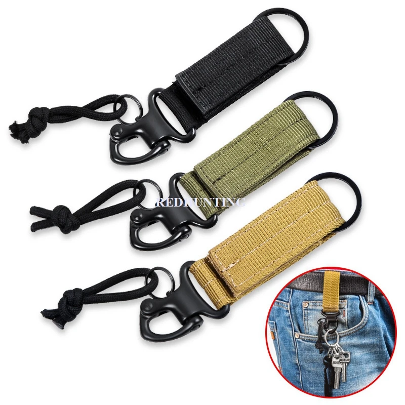 

1/3PCS Tactical Keychain Clip Holder Webbing Buckle Key Hooks Clip Molle Waist Belt Keeper Utility Hanger Hook Carabiner