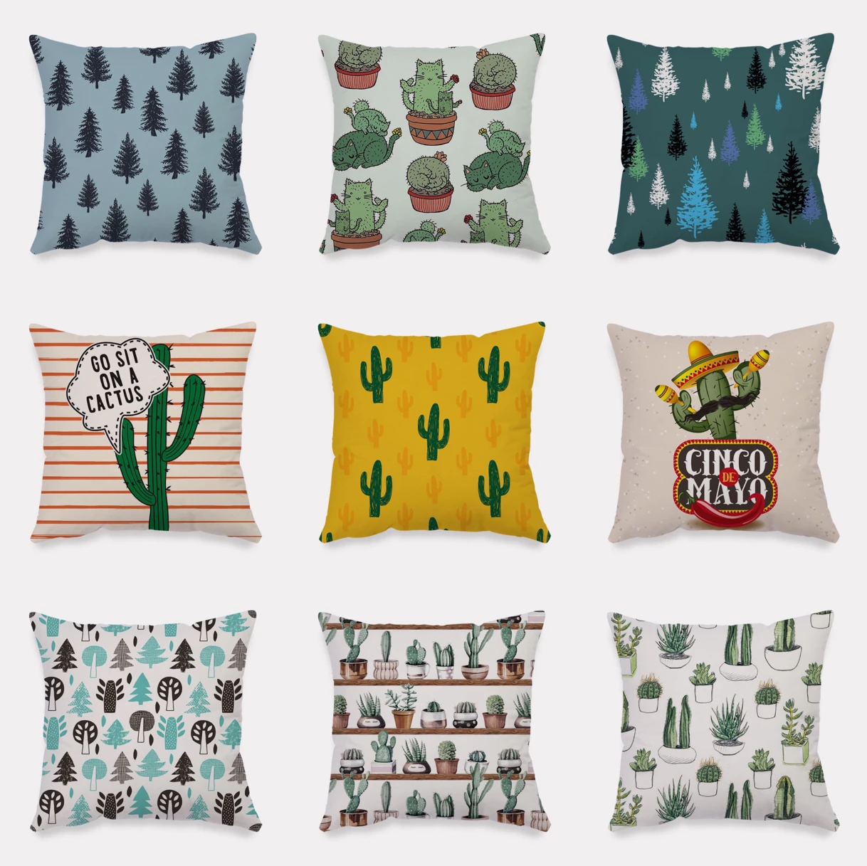 

Tropical Plant Series Throw Pillowcases Decorative Living Room Cactus Pattern Printed Plush Cushion Cover for Home Decor 45*45cm
