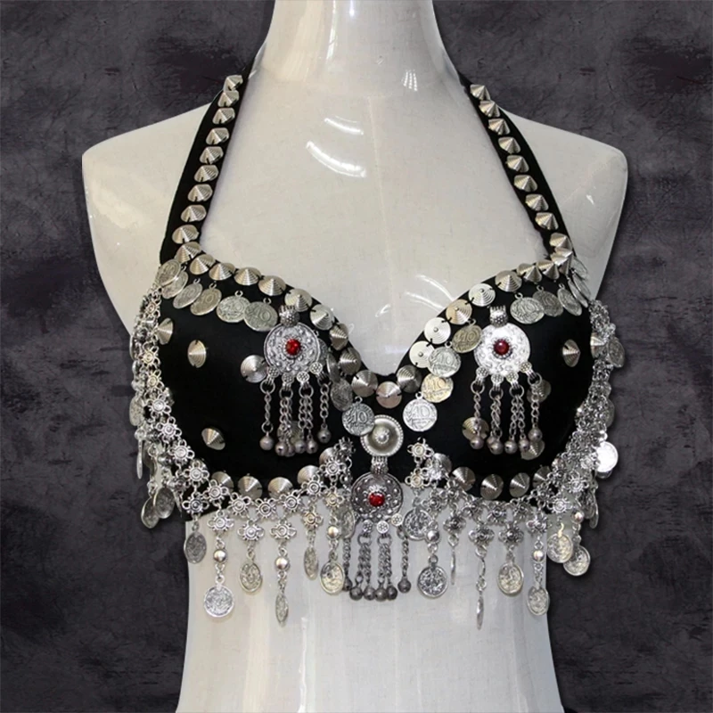 Для женщин танцевальная одежда Серебряная цепочка металлическими шипами