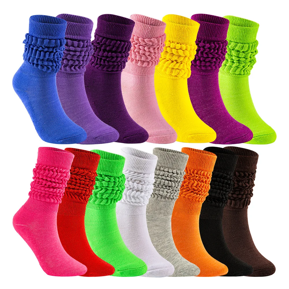 

Slouch Socks Knee Thigh High Long Socks Women Sexy Stockings Stacked Chunky Cotton Ladies Mid-high Tube Bubble Socks