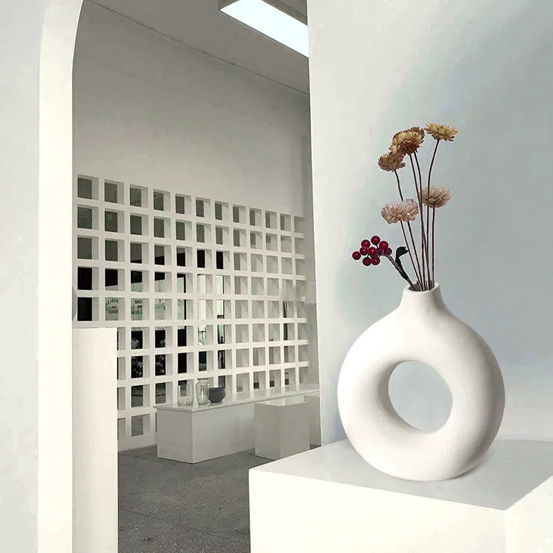Круглая керамическая ваза в скандинавском стиле с отверстиями, аксессуары для цветочного горшка, аксессуары для офиса, рабочего стола, гост... от AliExpress WW