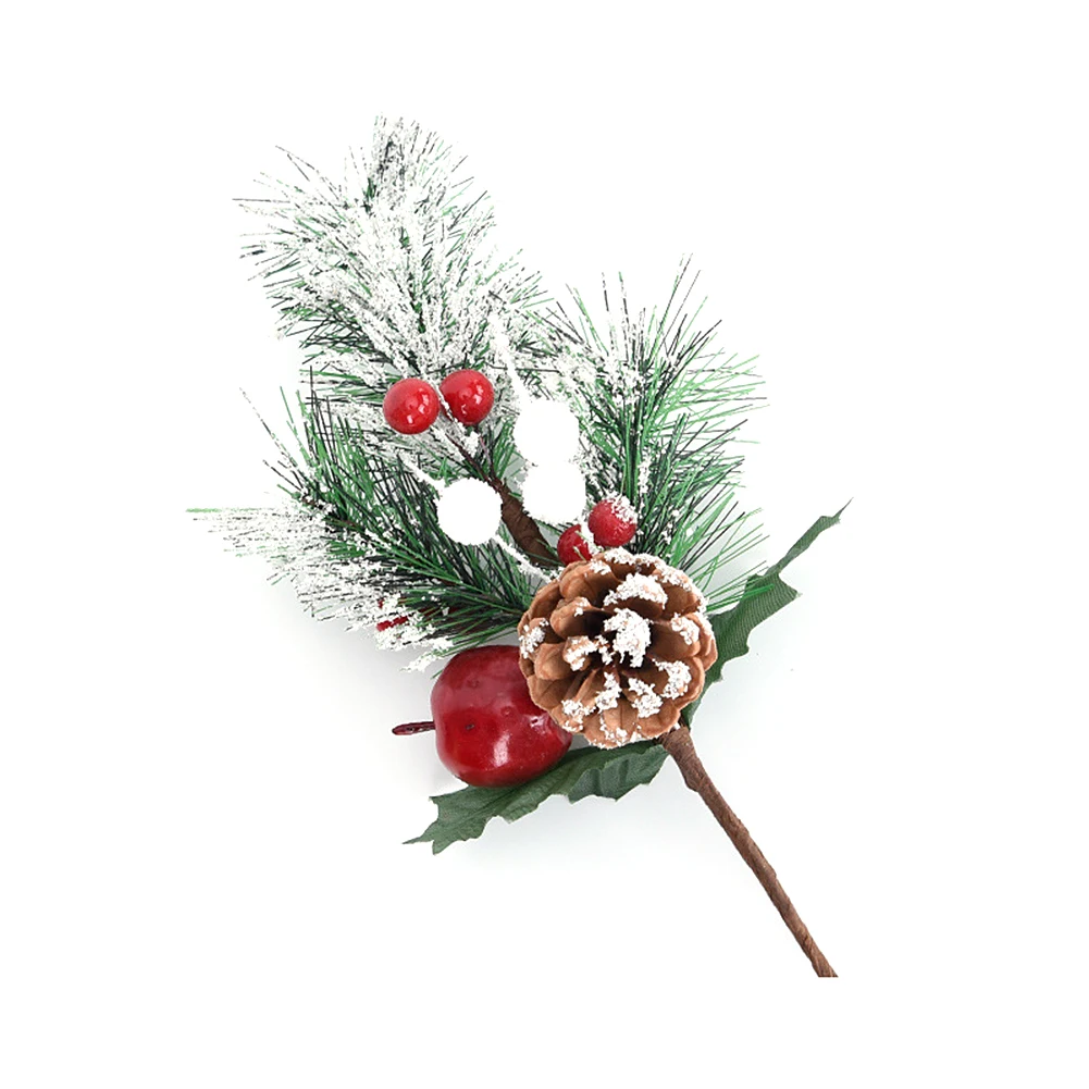 1 шт. Искусственные цветы сосновые иглы красная ягода сосновая конус ветка для