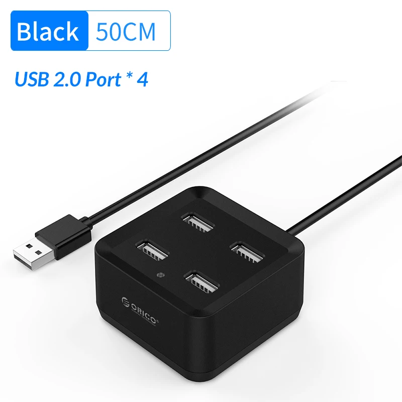 ORICO Мульти USB 2,0 3,0 4 порта концентратор 5 Гбит/с высокоскоростной USB3.0 разветвитель для ноутбука компьютера телефона планшета Mac OS - Цвет: 4 Port Black  50CM