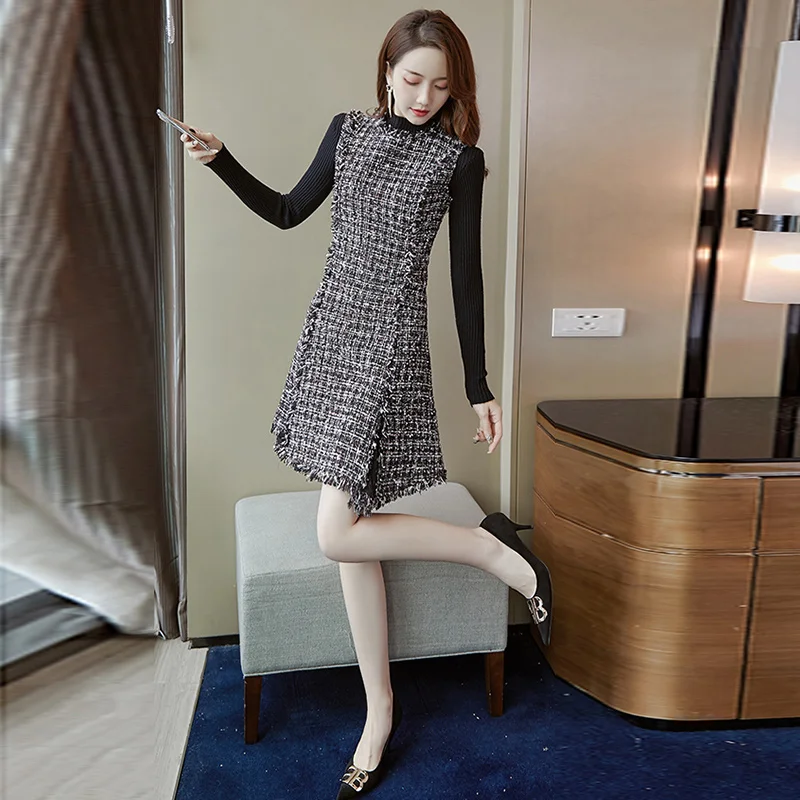 HAMALIEL новинка 2019 осенне зимний твидовый комплект из 2 предметов Модный женский