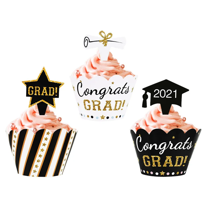 

Congrats Grad Cake Topper Graduation Cupcake Toppers for 2021 Graduations College Celebrate Party Cake Decorations Class of 2021