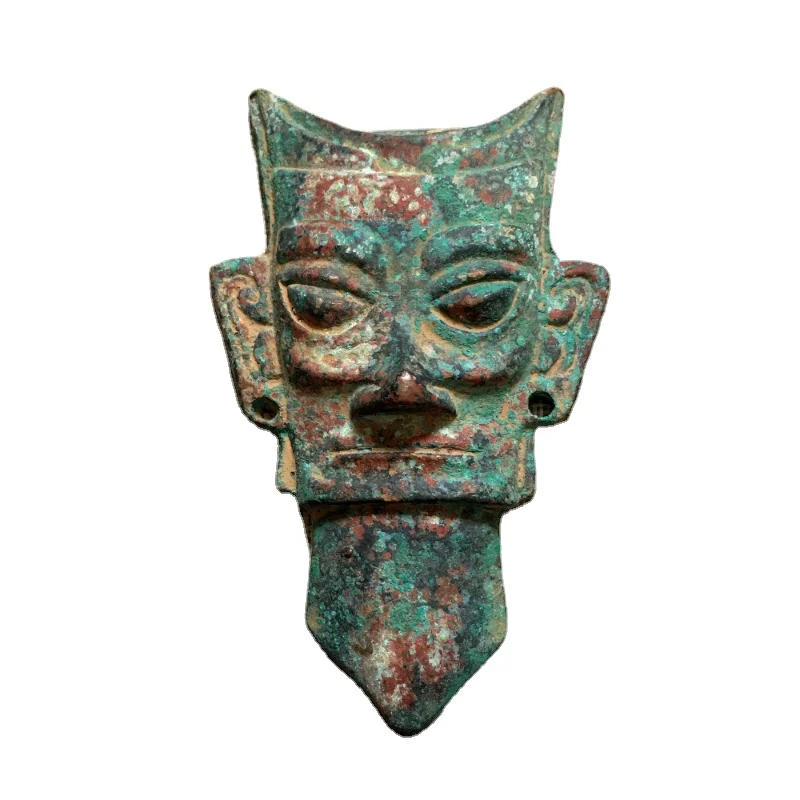 

Yin Shang Dynasties Antique Finished Bronze Mask Old Ancient Ornament Antiques Vintage Souvenirs Collectibles Home Decor