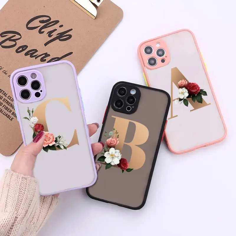 

166 letters rose Phone Case For iPhone 12 11 Mini Pro XR XS Max 7 8 Plus X Matte transparent Back Cover