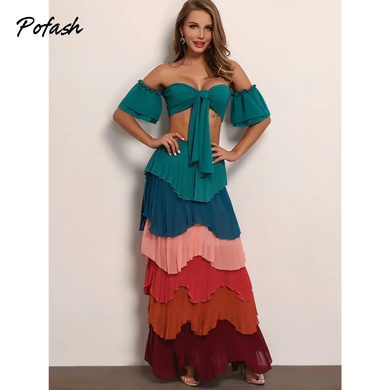 Pofash шифоновое платье с низким вырезом на спине комплект из двух предметов