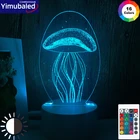Милая 3D Медуза, светодиодный ночник для спальни, Декор, красочная неоновая USB Сенсорная настольная лампа, прикроватная лампа для любителей морских рыб