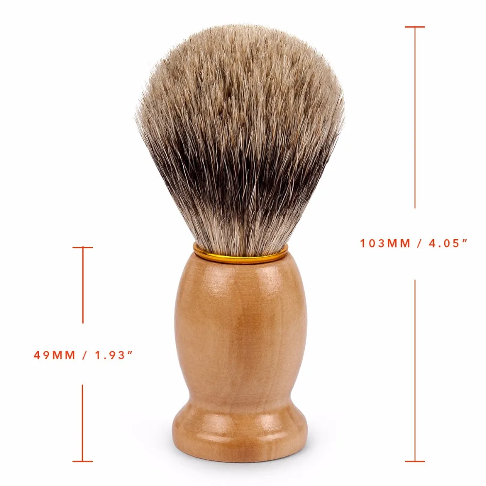 Qshave, Мужская бритва из чистого барсука, бритва, щетка для бритья, для безопасности, прямая Классическая Безопасная бритва, 10,3 см x 4,9 см, коричневого цвета дерева