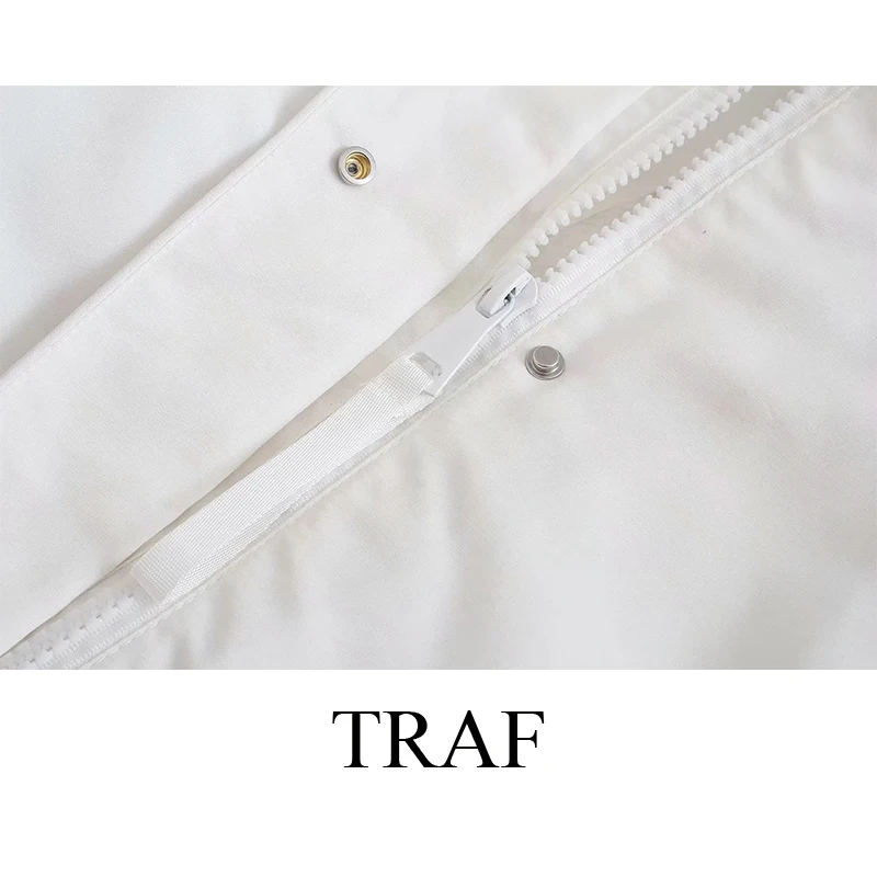 

TRAF ZA Women's Winter Jacket Fashion Hooded Solid Jackets Thicken Fur Collar Warm Parkas Coat Pockets Woman Clothes Streetwear