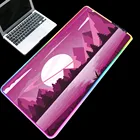 Розовый коврик для мыши XGZ с индивидуальным дизайном, коврик для мыши с пейзажем XXL, Rgb, аксессуары для компьютерных игр, игровой коврик со светодиодной подсветкой для клавиатуры, игровой стол