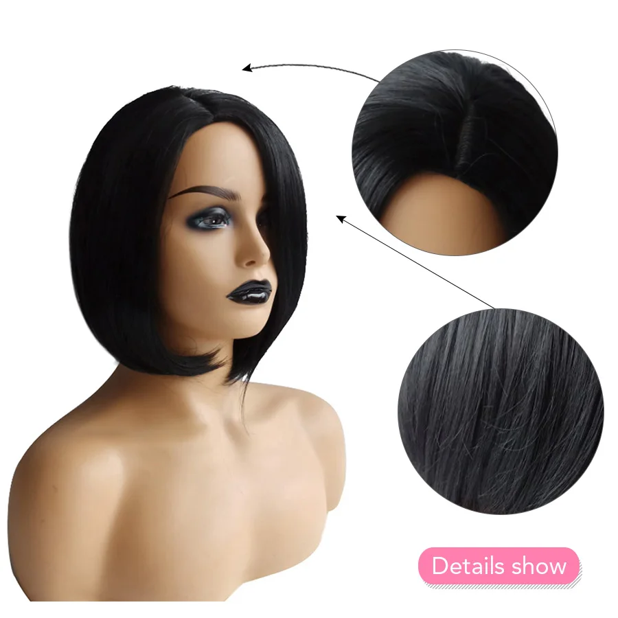 Beauty On Line короткий парик Боб натуральные черные прямые Термостойкие волосы