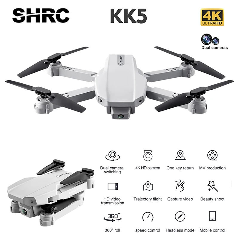 SHRC 2021 Новый KK5 RC Дрон 4K двойная камера HD профессиональный воздушный вертолет Wi Fi