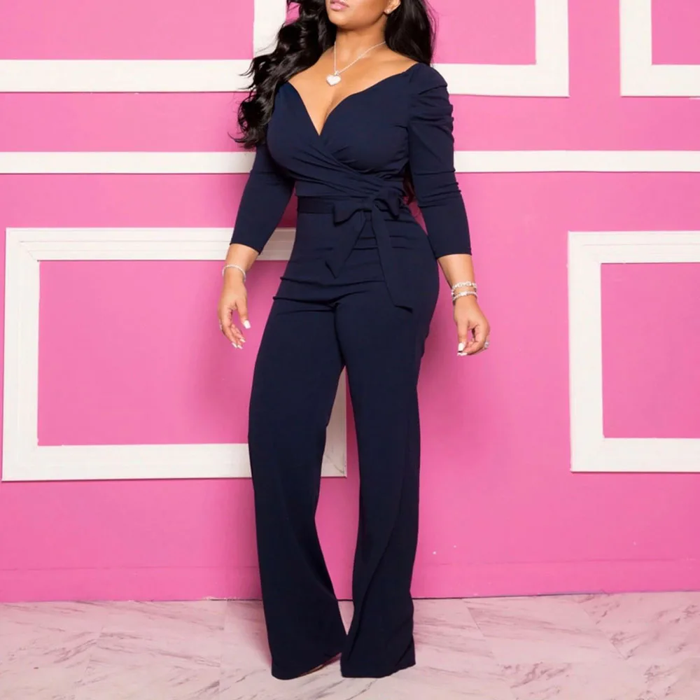Сексуальный женский офисный комбинезон элегантные длинные комбинезоны размера