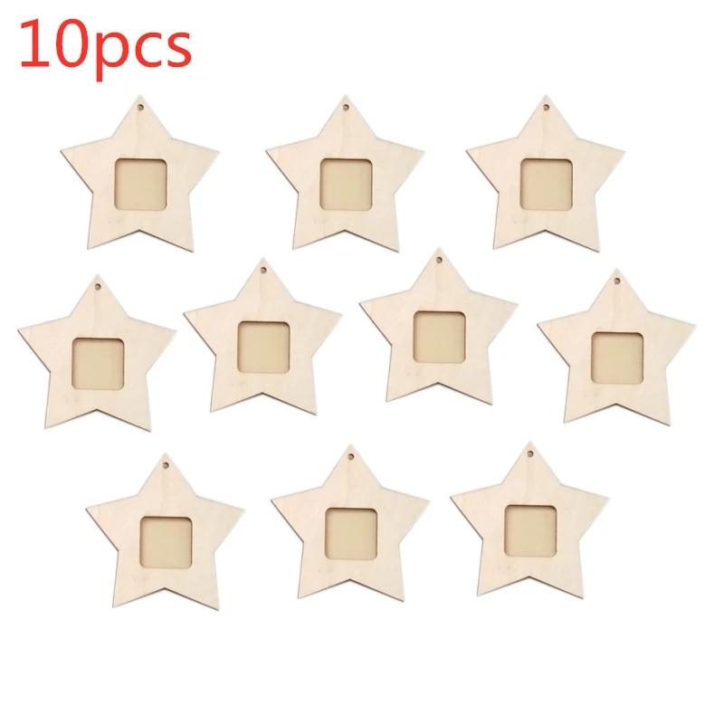 

10PCS Wooden Mini Star Household DIY Simplicity Photo Frame Small Home Wedding Cute Christmas Hanging Decoration