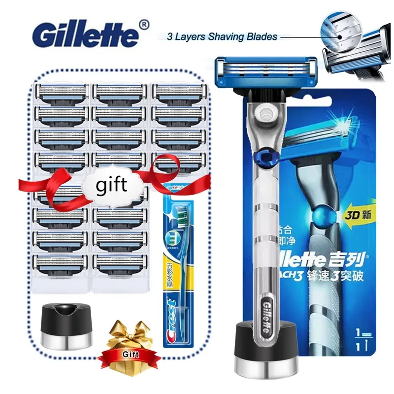 

Gillette Mach 3 Turbo 3D Razors Shaver Blade for Men Cassettes for Shaving Replacebale Blade Machine for Shaving Blade with Base