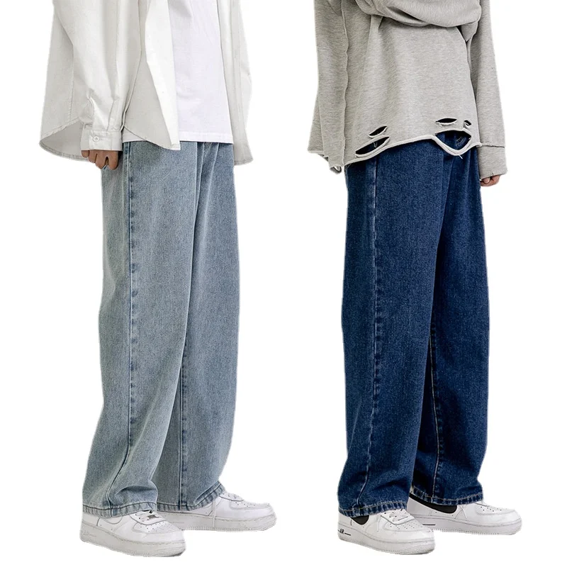 

Men's Jeans Loose Fashion Straight New Casual Wide Leg Pants Cowboy Mans Streetwear Korean Hip Hop Trousers Spring Summer Jeans