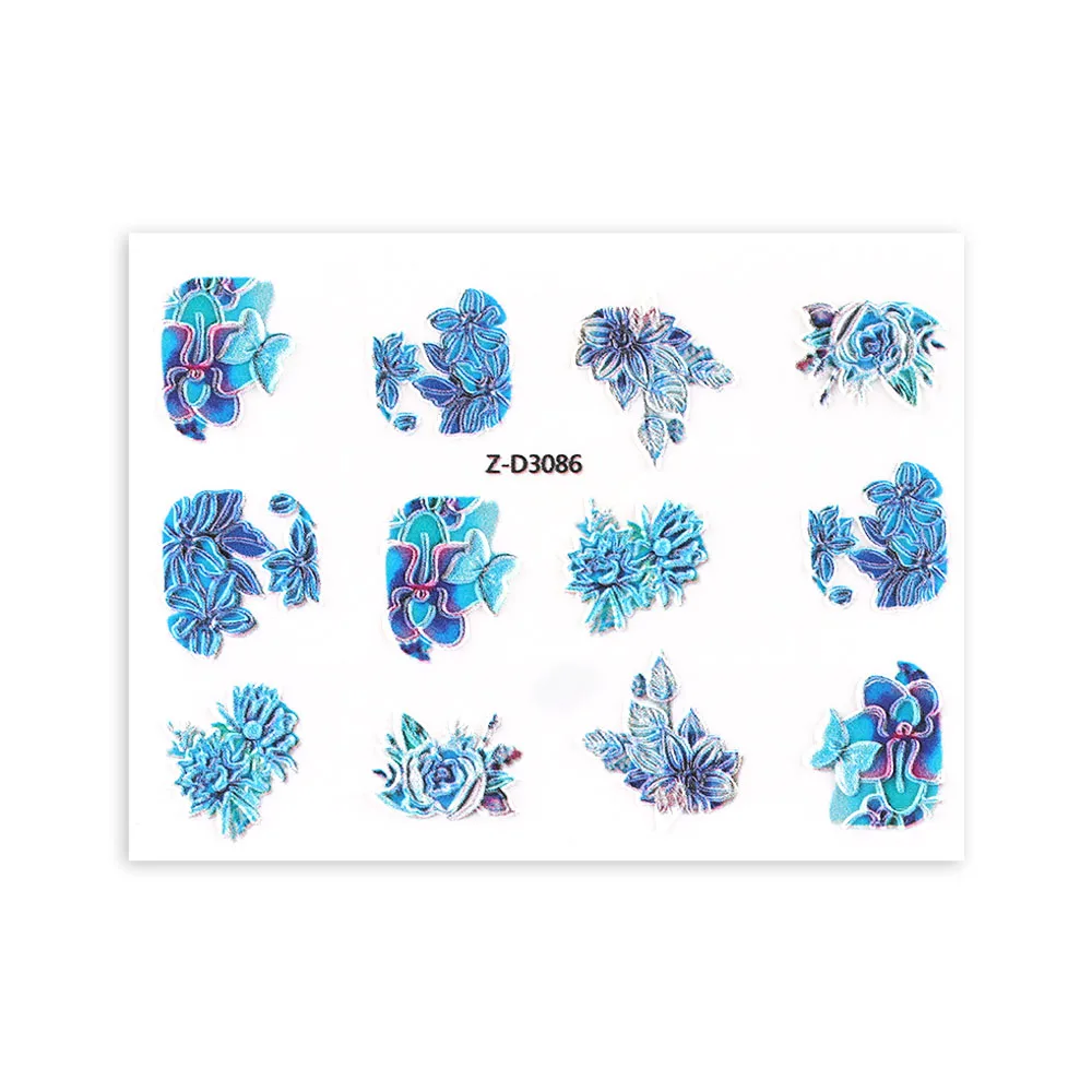 3D Acrylic Engraved Nail Sticker Beautiful Dancing Gril Snow Shape Water Decals Empaistic Nail Water Slide Decals DIY Nail Art - Color: 10