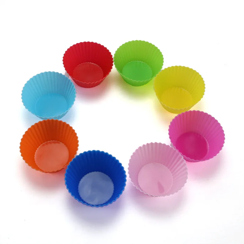 

12 Pcs Silicone Cake Cupcake Cup Cake Tools Bakeware Baking Silicone Mold Cupcake and Muffin Cupcake for DIY By Random Color