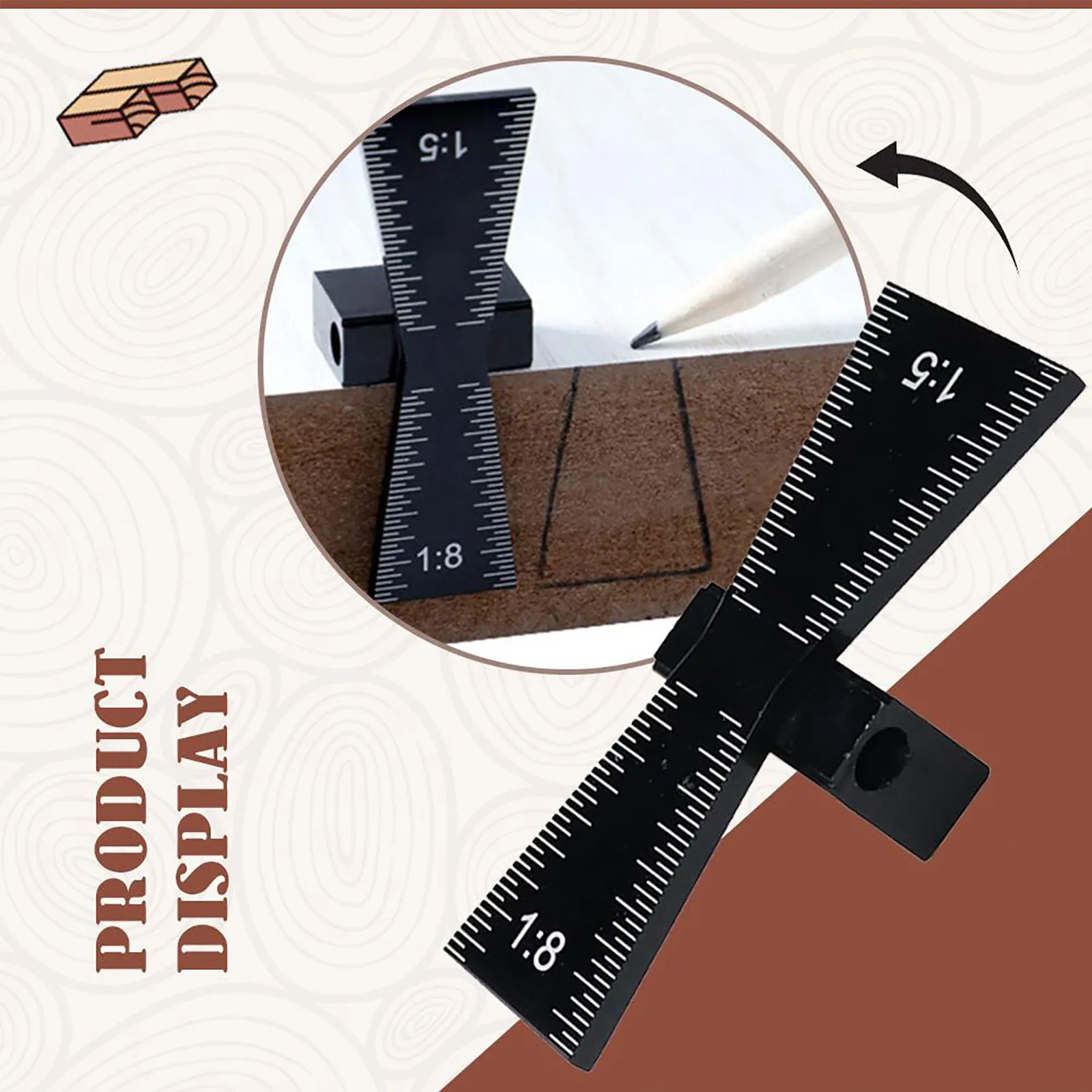 

Woodworking Dovetail Marker Aluminum Alloy Dovetail Marking Template 1:5 & 1:8 Wood Joint Gauge With Scale Dovetail Guide Tools