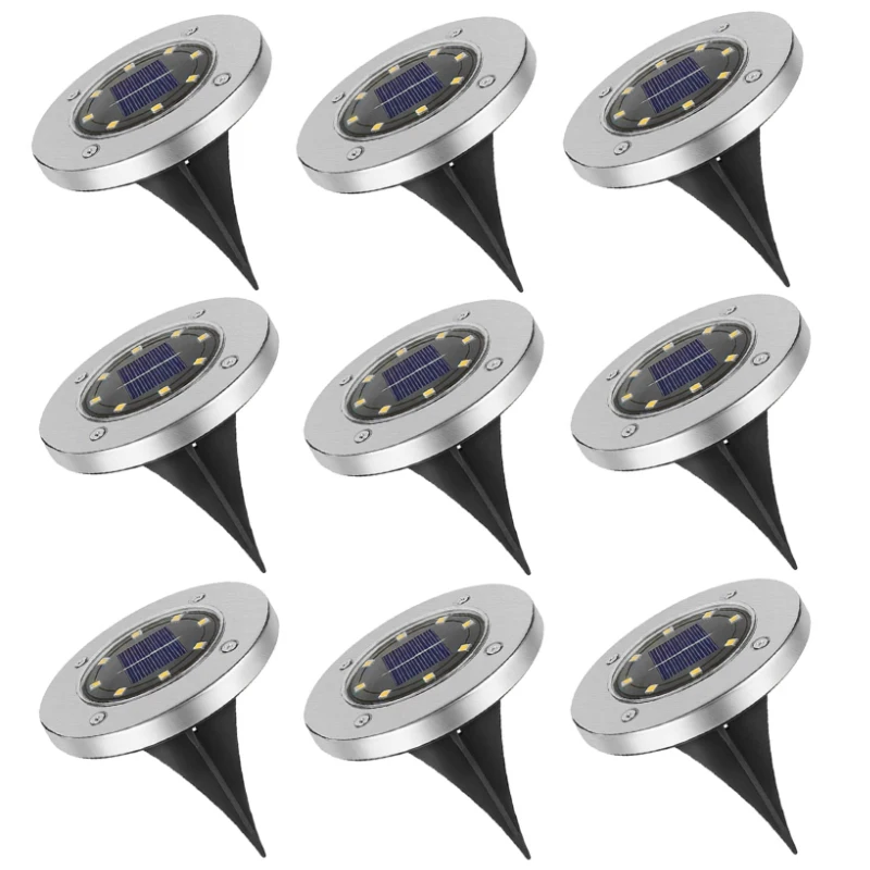 

1-12Pcs Solar Ground Lights 8 LED Solar Garden Lights Waterproof Outdoor Solar Disk Lights for Pathway Yard Walkway Patio Lawn
