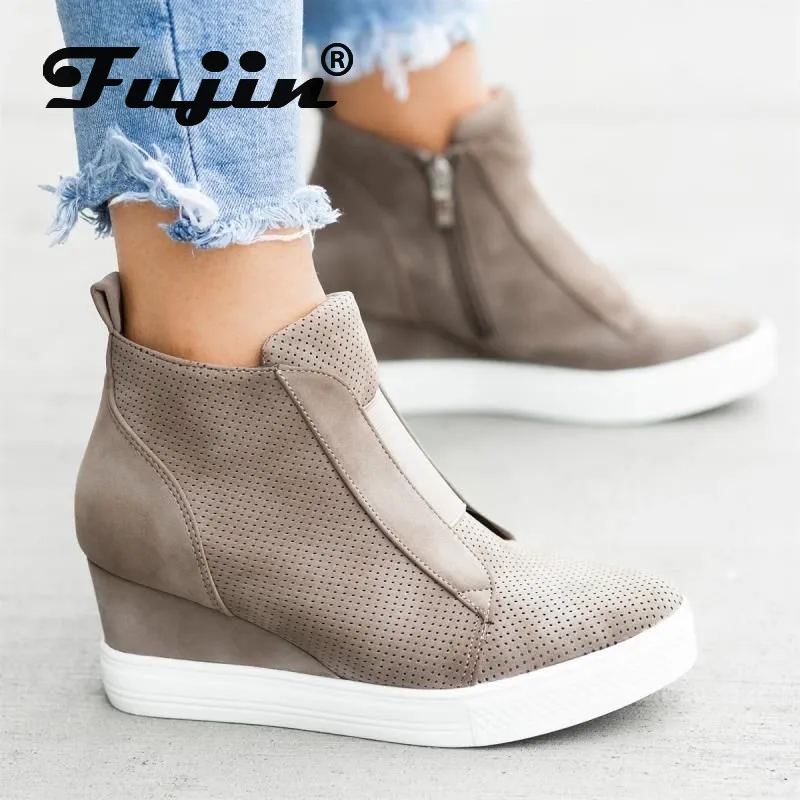 Fujin/женская повседневная обувь из мягкой кожи Сезон зима осень Лидер продаж