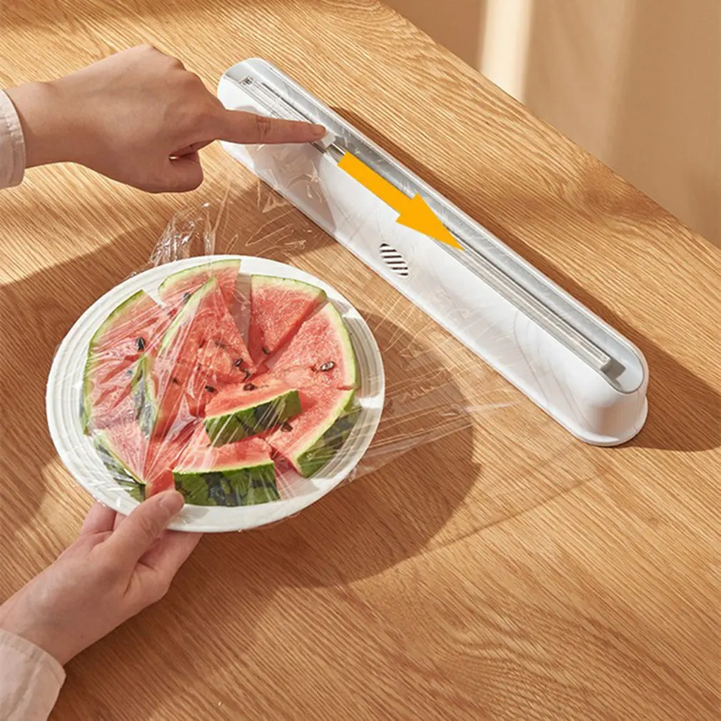 Caja de corte de pel&iacute;cula transparente, ventosa de montaje en pared, cortador de envoltura de pl&aacute;stico ajustable, almacenamiento de alimentos para cocina y hogar-3