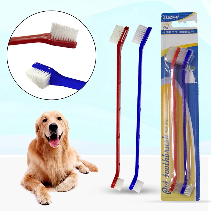 

Dog Toothbrush Cat PetDental Care Cat tooth Brush Pet Tooth Cleaning Tools Dog Toothbrush Stick Pet Supplies Double Toothbrush