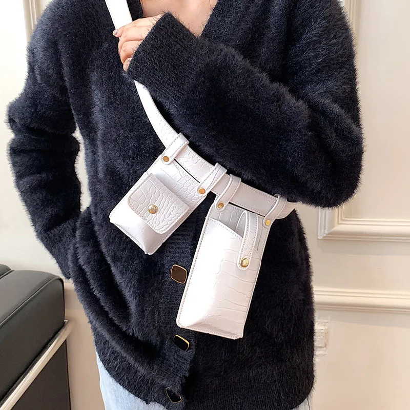 Женская поясная сумка Fanny Pack кожаная неправильной формы винтажная повседневная