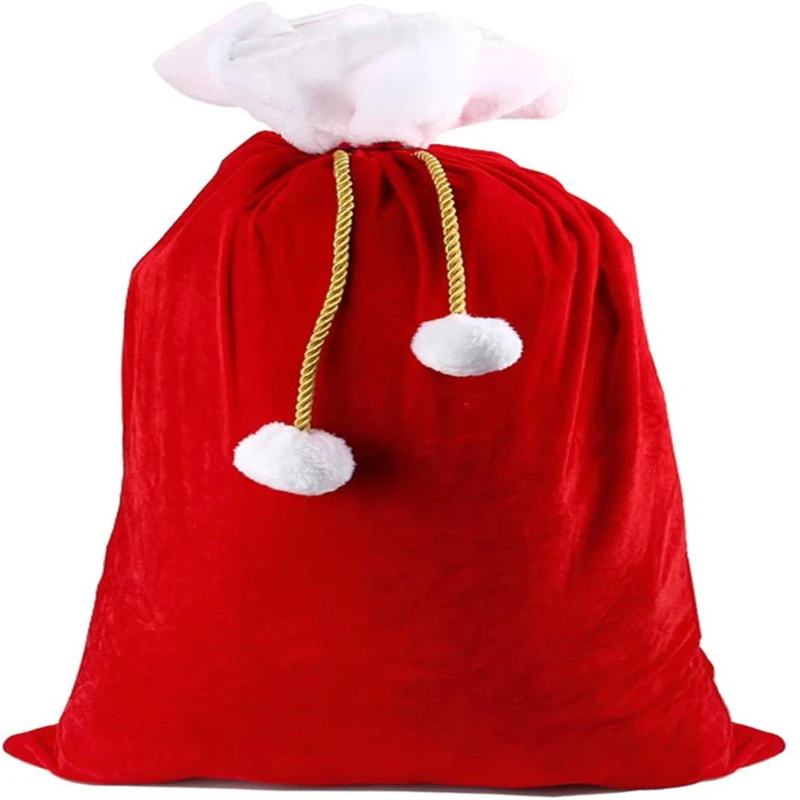 

Новый красный Подарочный пакет с Санта Клаусом, бархатная сумка на шнурке с Санта Клаусом, рождественское классическое красное украшение для сумки